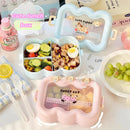Axyaa Kawaii Bento Lunch Box Set with Spoon and Fork, Microwave Safe Food Containers