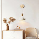 Axyaa Japanese Style LED Wall Light for Bedroom & Restaurant - Wood Pull Chain Switch & Cement Bedside Lamp