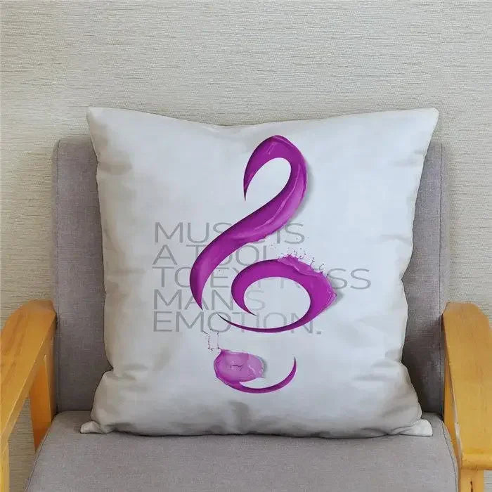 Axyaa Cartoon Sheet Music Printed Cushion Cover for Bedroom and Living Room
