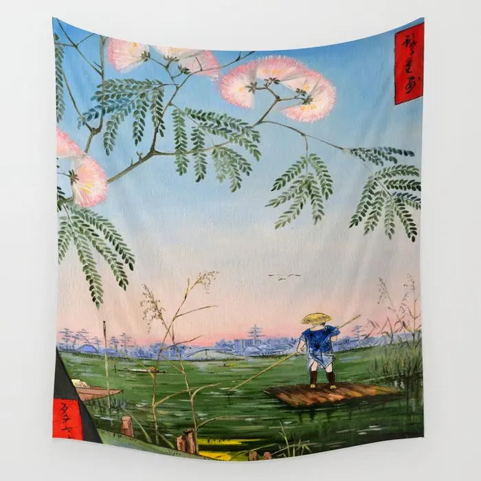 Axyaa Studio Ghibli Anime Landscape Wall Tapestry Cover Beach Towel Blanket