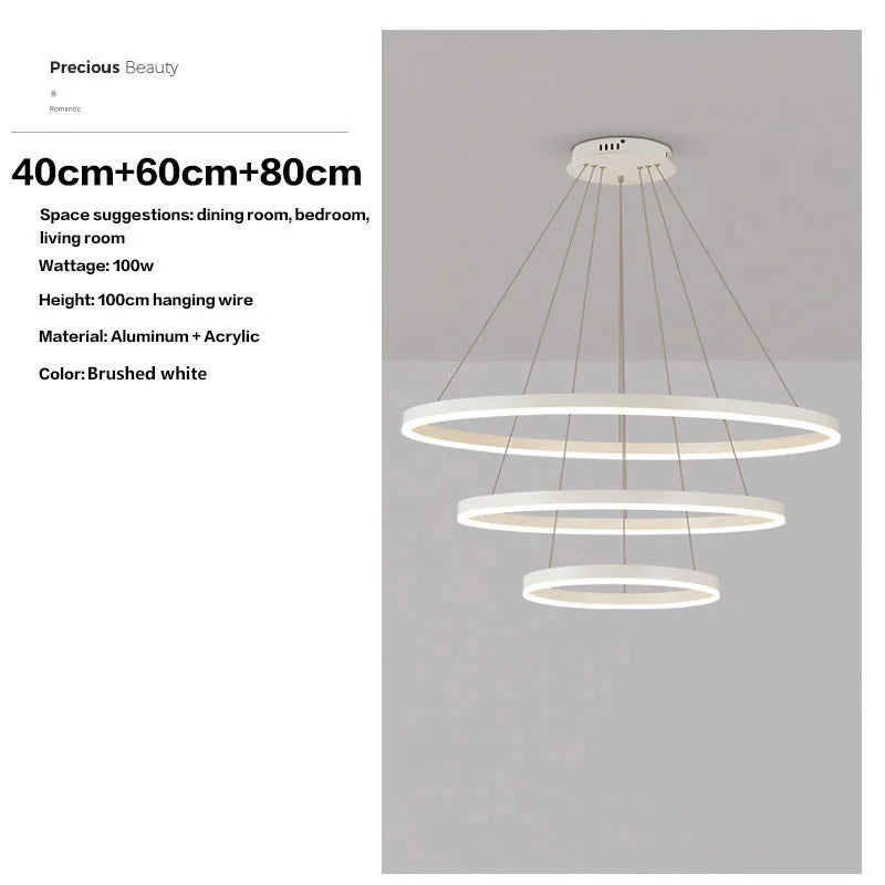 Axyaa Black LED Ring Chandelier Ceiling Light, Modern Circular Pendant for Kitchen, Living, and Dining Rooms.