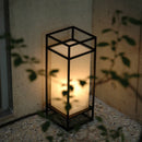 Axyaa Modern Black Iron Table Lamp with White Fabric Shade and E27 LED Bulb