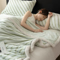 Axyaa Cozy Striped Flannel Throw Blanket - Ultra Soft Milk Velvet Plush Bedspread