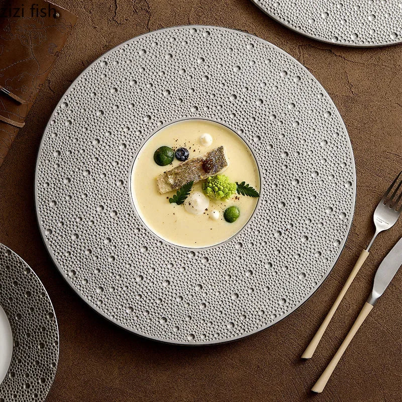 Axya Ceramic Dinner Plate Set - Restaurant Steak Dessert Pasta Soup Tableware