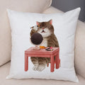 Axyaa Cartoon Cat Decorative Cushion Cover for Home, Sofa, Kids Room