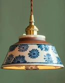 Axyaa Vintage Ceramic Pendant Light with Knob Switch and LED Copper Finish