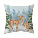 Axyaa Winter Wonderland Cushion Cover for Sofa, Bedroom, Car - Festive Decor Pillow Cover