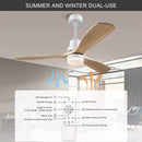 Axyaa Modern Nordic 52" Wooden Ceiling Fan with LED Light & Remote Control