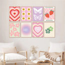 Axyaa Danish Floral Heart Butterfly Canvas Art Poster - Home Decor