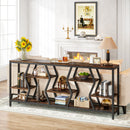 Axyaa Industrial 4 Tier Wood Sofa Table, 70.9" Long Narrow Entryway Accent Shelf