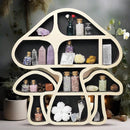 Wooden Mushroom Crystal Holder by Axyaa - Multi Compartment Display Shelf & Home Decor