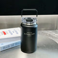 Axyaa Stainless Steel Vacuum Flask Insulated Cup with Handle, Straw, Cold&Hot Thermos Mug.