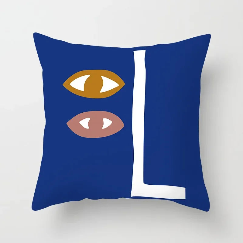 Abstract Geometric Mountain Pillowcase Blue Polyester for Sofa Hotel Office Seat Cushion Cover