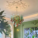 Axyaa Green Glass Chandelier: Medieval French Style Lighting for Living Room, Bedroom, Dining Hall