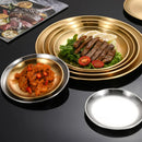 Axyaa Stainless Steel Round Plate Shallow Tray for Camping, BBQ, Picnic, Dining