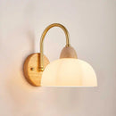 Axyaa Modern LED Wall Light: Glass Iron Wood Nordic Bedside Lamp for Home Decor