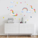 Axyaa Cartoon Unicorn Wall Stickers, Cute Flowers and Castle Decals for Kids Room