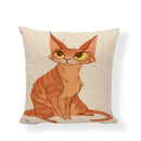 Axyaa Striped Cat Print Pillowcase for Living Room Sofa Office Chair