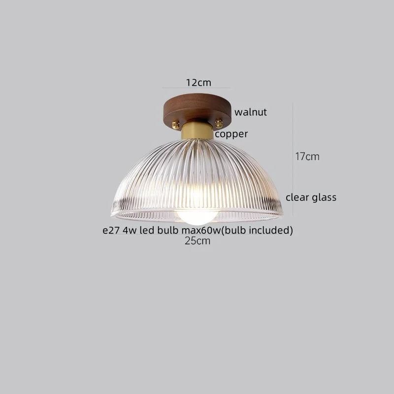 Axyaa Modern Wood Glass LED Ceiling Light for Kitchen Living Room Decor