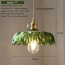 Axyaa Nordic Green Glass Pendant Lamp - Brass Ceiling Lighting for Kitchen Island