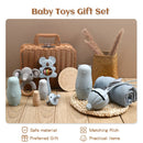 Axya Baby Montessori Set: Towel, Blanket, Bath Toys, Silicone Teether, Rattle - Newborn Gift