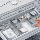 Axyaa Makeup Vanity Drawer Organizer Trays - Stackable 4-Size Bins for Cosmetics