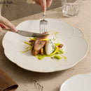 Axyaa Ceramic Petal Edge Plate Set - Irregular Steak, Dessert, Sushi Specialty Tableware