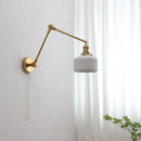 Axyaa Copper Swing Arm LED Wall Sconce Up And Down Ceramic Lampshade