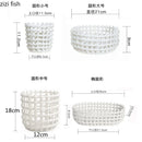 Axya Ceramic Woven Storage Set: Basket, Jar, Tube, Rack, Tray, Box Organizer