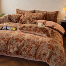 Axyaa Winter Coffee Fleece Quilt Set - Thickened Imitation Rabbit Hair - 4 Piece