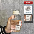 Axyaa Glass Water Bottle with Time Marker for Kids School Lunch - Leakproof & Heat Resistant