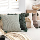 Axyaa Moroccan Jacquard Cotton Tufted Pillowcase Set, Geometric Design, Headboard Cushion Cover