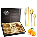 Axyaa Gold Cutlery Set in Specular Light Stainless Steel