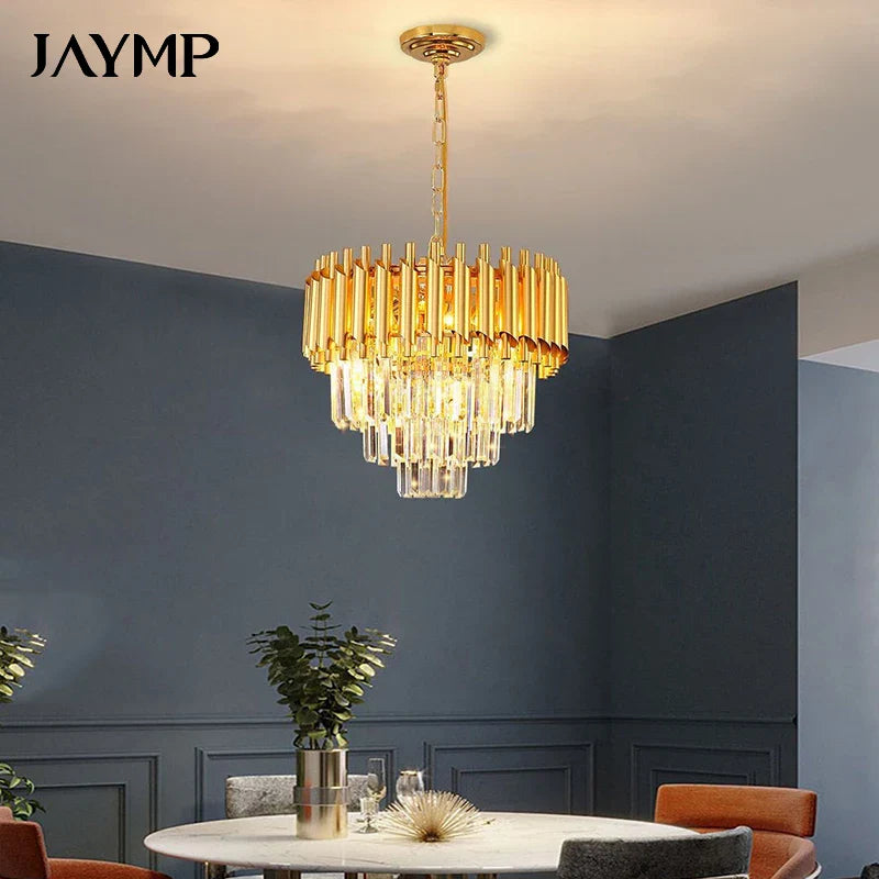 Axyaa Crystal Pendant Chandelier for Modern Luxury Living Room, Villa, Hall, Bedroom, and Dining Area