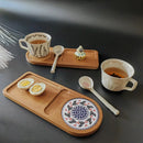 Axyaa Solid Wood Tea Tray with Heat Insulation for Dining and Serving