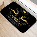 Axyaa Merry & Happy Year Door Mat: Golden Black Letter Print, Non-Slip Floor
