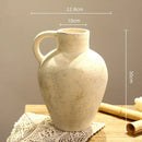 Axyaa Retro Pottery Vase with Geometric Handle for Home Decor