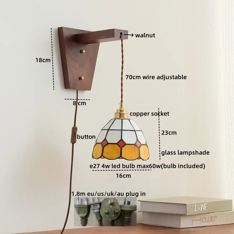 Axyaa Modern Walnut Copper LED Wall Light for Home Decor