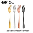 Axyaa Gold Dessert Fork Set Stainless Steel Coffee Ice Cream Cake Forks Black Cutlery