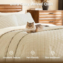 Axyaa Velvet Quilt King Size Bedding Set - Reversible Luxury Lightweight Comforter