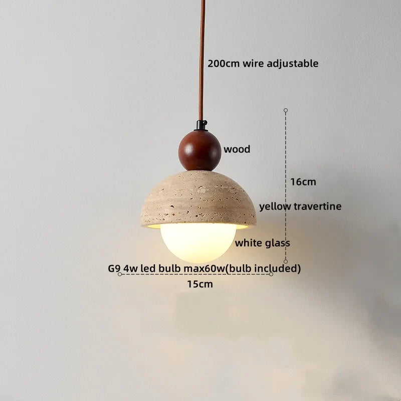 Axyaa Yellow Travertine LED Pendant Lights for Modern Living Spaces