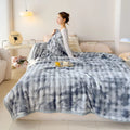 Axyaa Luxe Double Layer Rabbit Fur Blanket: Soft & Warm Sofa Throw Blanket