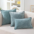 Axyaa Soft Chenille Pillow Covers 18x18 Inch Blue Yellow Home Decor