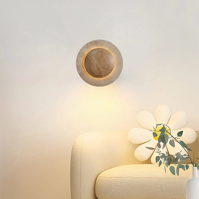 Axyaa Round Stone LED Wall Light for Hotel Living Room Sconce