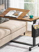 Axyaa Mobile C End Table with Adjustable Height, Wheels & Side Pocket