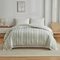 Axyaa Striped Furball Duvet Set with Tassels - King/Queen Size Bedding