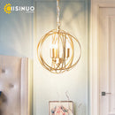 Axyaa Gold Globe Cage Pendant Light Chandelier for Living Room & Dining Room
