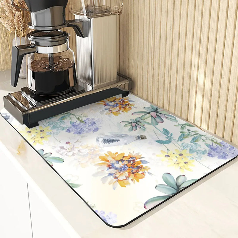 Floral Pattern Kitchen Coasters Set by Axyaa