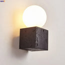 Axyaa Black Cave Stone LED Wall Sconce Modern Bedside Reading Lamps