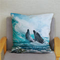 Axyaa Dolphin Ocean Pattern Cushion Cover for Kids Sofa & Home Decor
